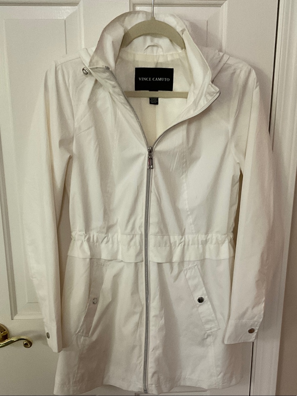 Vince Camuto White Zip-Front Lightweight Lined Anorak Jacket